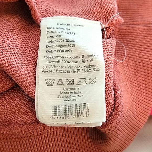 EUC Girls Molo Marcelle Blush Pom Pom Sweatshirt size 8 - Picture 5 of 6